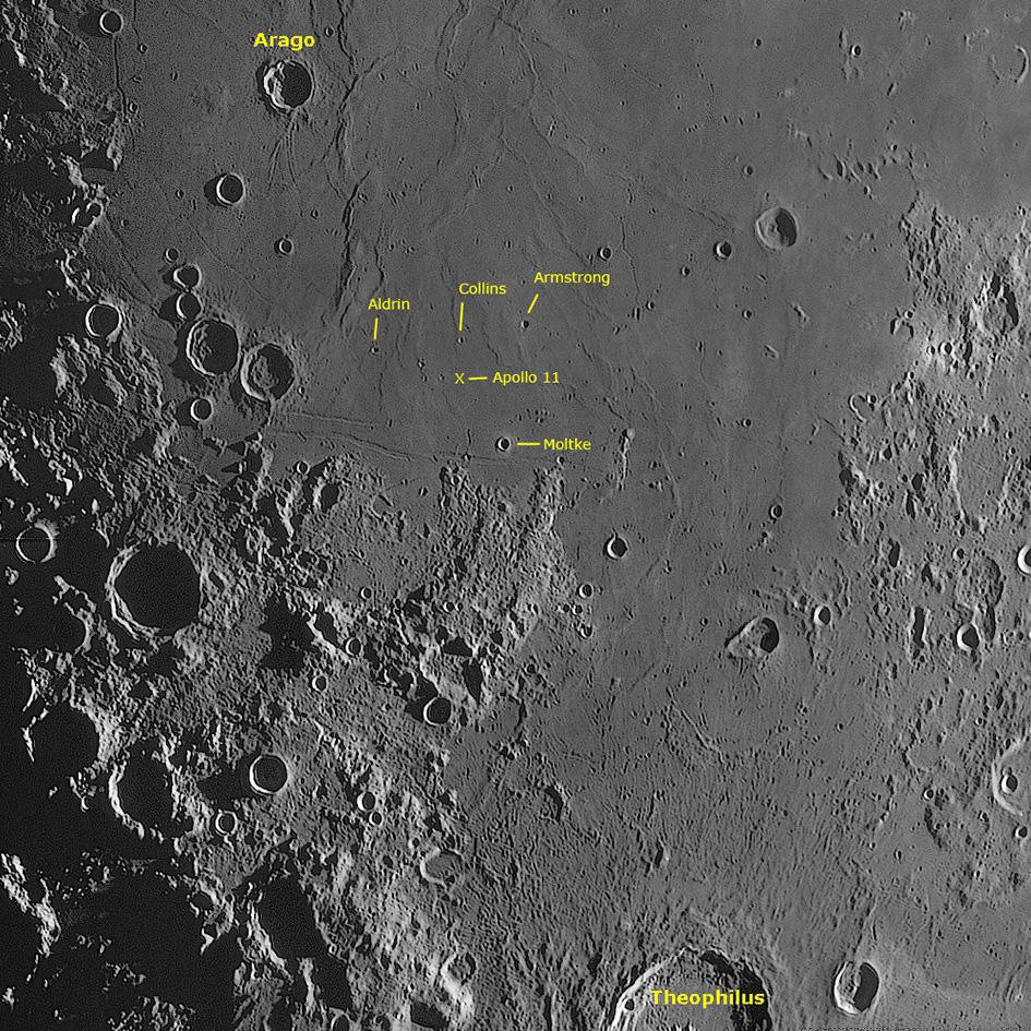 Mare Tranquillitatis mit Landeplatz der Apollo 11 – Mission, Helmut Heinicke