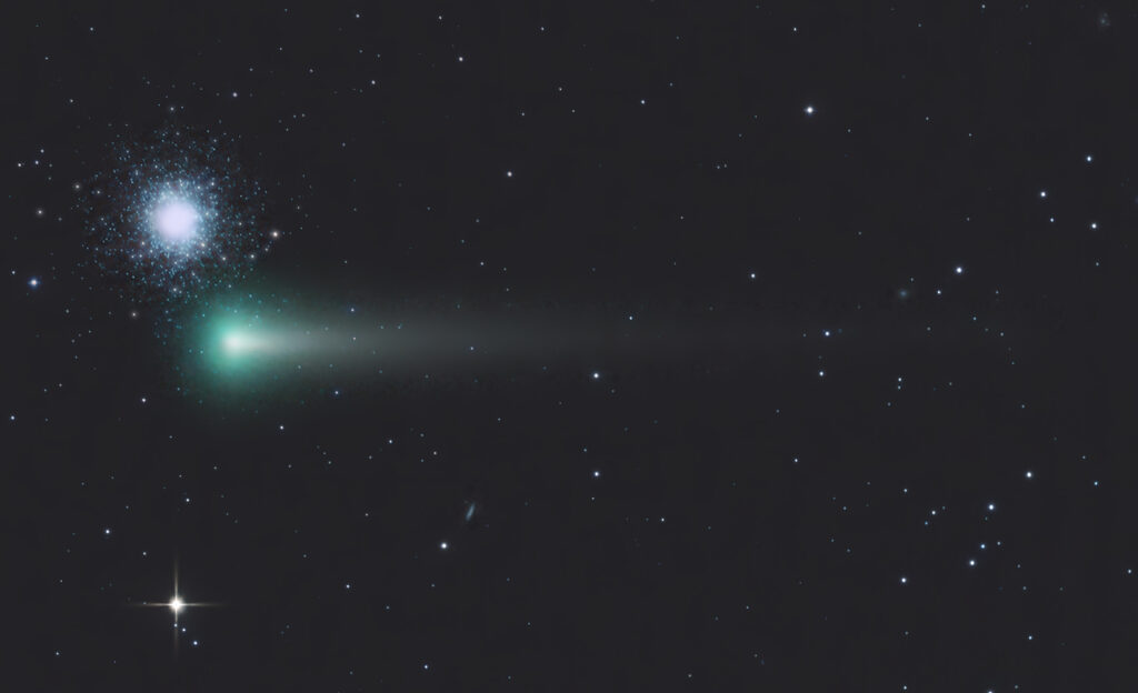 Komet C2021A1 (Leonard) passiert Kugelsternhaufen M3 aufgenommen mit RASA 8" - Jens Mueller