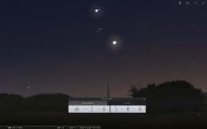 Jupiter, Venus und Mond am Abend des 22. Februar 2023