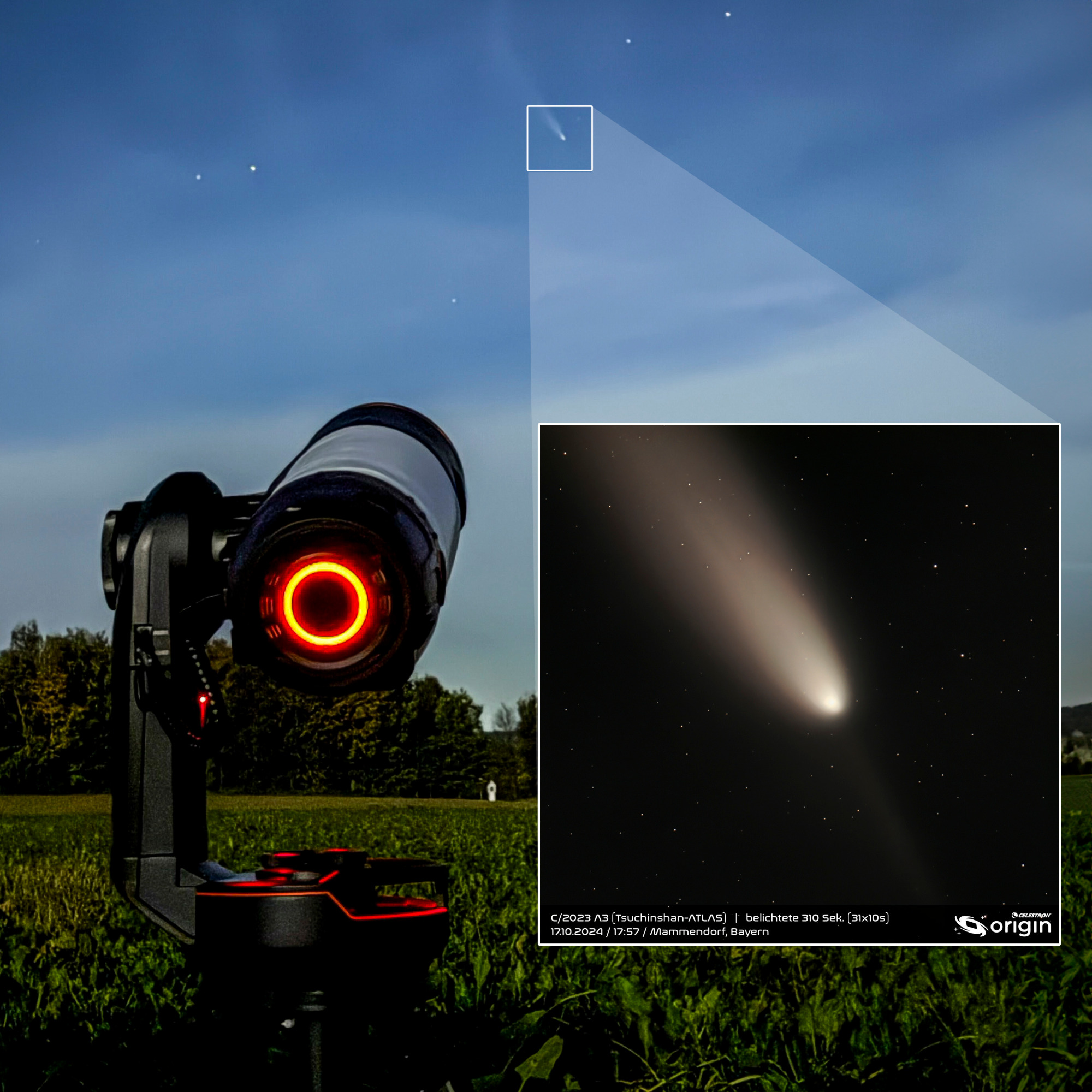 Komet C/2023 A3 Tsuchinshan, aufgenommen von Baader Planetarium Team